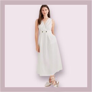 Madewell Lighthouse Linen-Blend Button-Wrap Midi Dress